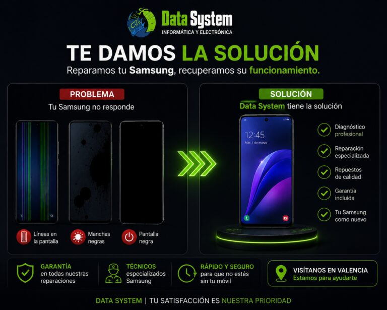 Reparación de pantalla negra Samsung en Valencia