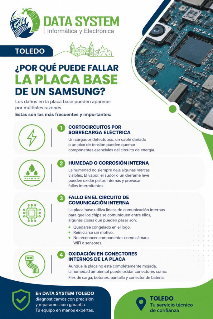 reparacion placa base samsung toledo cortocircuitos